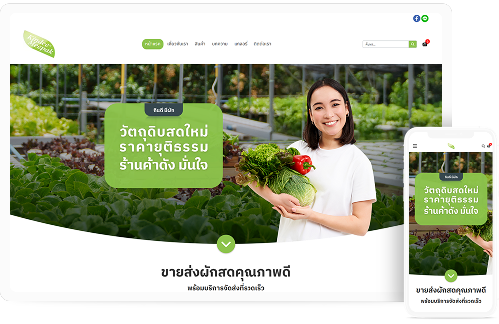 ทำเว็บไซต์ กินดีมีผัก ขายส่งผัก สดใหม่ทุกวัน ผู้นำด้านการจำหน่ายผักสด ผลไม้ตามฤดูกาล ขายส่งผัก และวัตถุดิบคุณภาพ